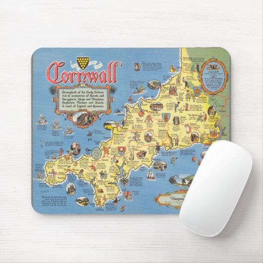 Karte von Cornwall, England Mousepad (Mit Mouse)
