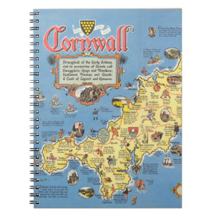 Karte von Cornwall, England Notizblock