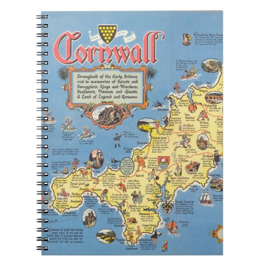 Karte von Cornwall, England Notizblock (Vorderseite)