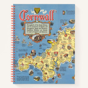 Karte von Cornwall, England Notizblock