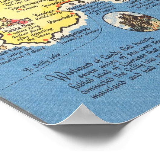 Karte von Cornwall, England Poster (Ecke)