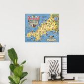 Karte von Cornwall, England Poster (Heimbüro)