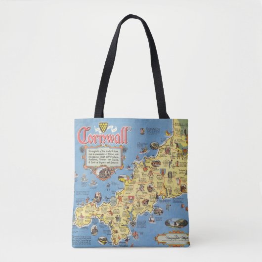 Karte von Cornwall, England Tasche (Vorderseite)