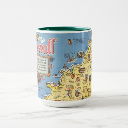 Karte von Cornwall, England Tasse (Zentrum)