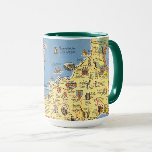 Karte von Cornwall, England Tasse (VorderseiteRechts)