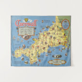 Karte von Cornwall, England Wandteppich (Vorderseite (Horizontal))