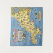 Karte von Cornwall, England Wandteppich (Vorderseite)