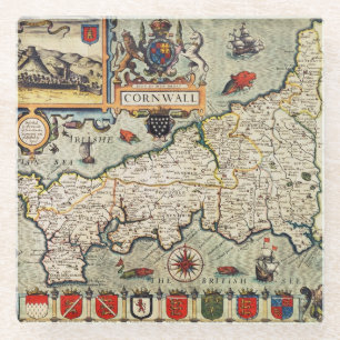 Karte von Cornwall Glasuntersetzer