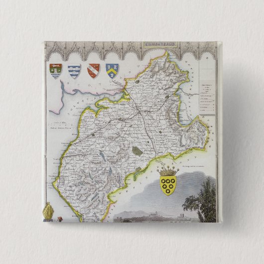 Karte von Cumberland, von 'Moules Englisch Button (Vorderseite)