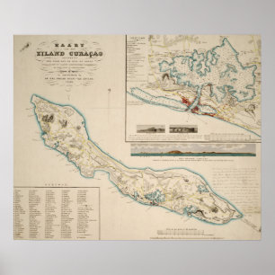 Karte von Curaçao 1836 Poster