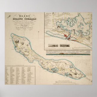 Karte von Curaçao 1836 Poster