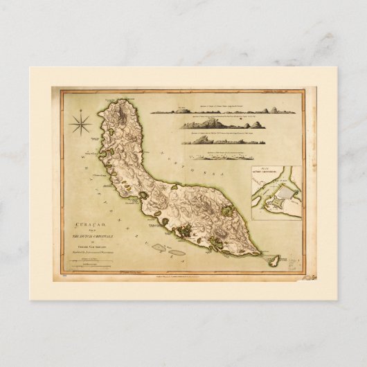 Karte von Curaçao, Kleinere Antillen (1794) (Vorderseite)