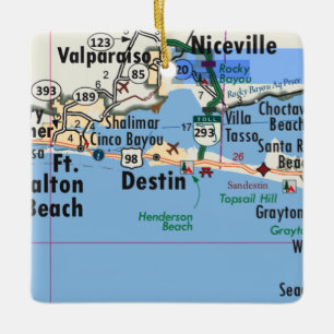 Karte von Destin Florida Keramikornament