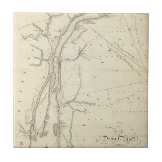 Karte von Detroit River Fliese (Vorderseite)