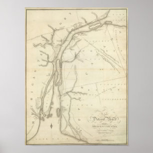 Karte von Detroit River Poster