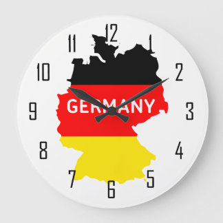 Karte von Deutschland mit Flagge und Zahlen Große Wanduhr