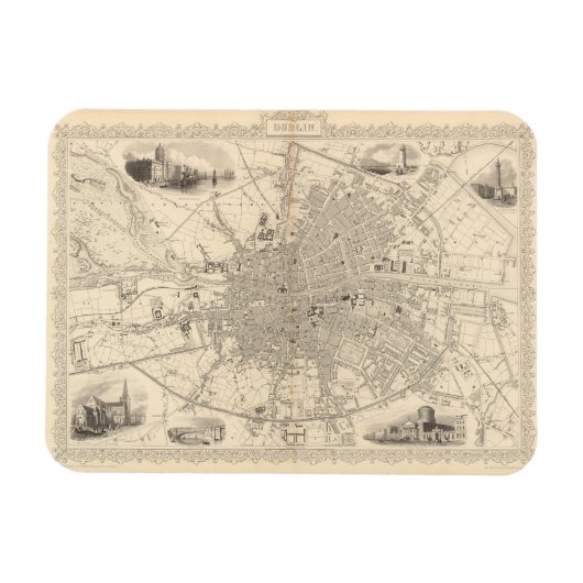 Karte von Dublin, Irland Magnet (Horizontal)