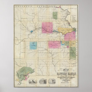 Karte von Eastern Kansas Poster