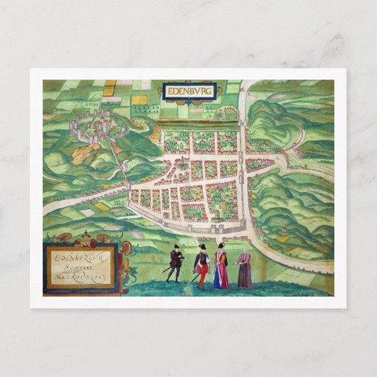 Karte von Edinburgh, von 'Civitates Orbis Terrarum (Vorderseite)