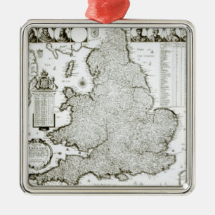 Karte von England und von Wales, 1644 Ornament Aus Metall