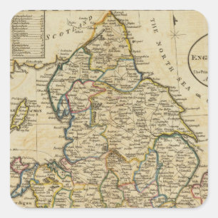 Karte von England und von Wales Quadratischer Aufkleber