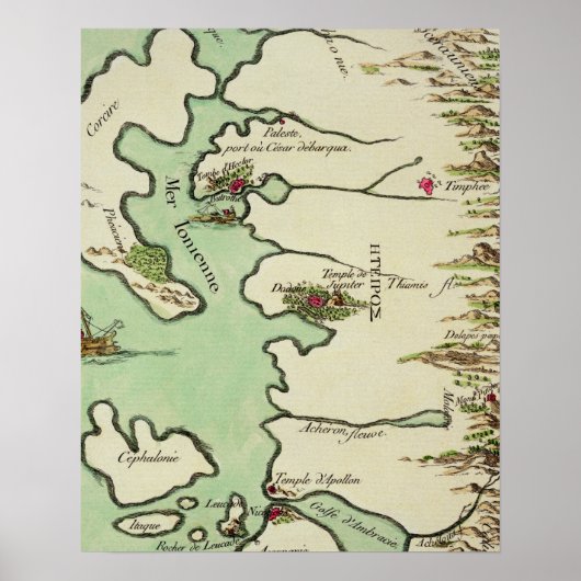 Karte von Epirus für "Andromache" von Jean Racine, Poster (Vorne)