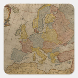 Karte von Europa   1700 Quadratischer Aufkleber