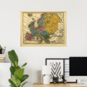 Karte von Europa 1839 Poster (Heimbüro)