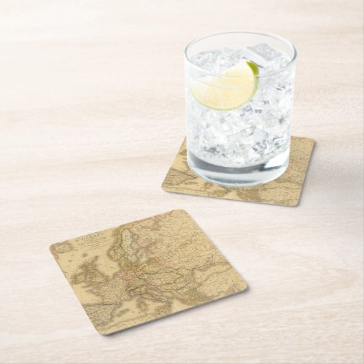 Karte von Europa 2 Rechteckiger Pappuntersetzer (Vor Ort)
