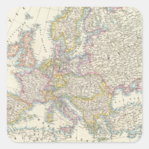 Karte von Europa 3 Quadratischer Aufkleber