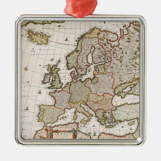 Karte von Europa 4 Ornament Aus Metall (Vorne)