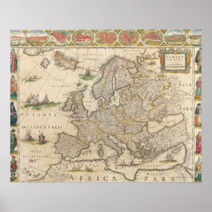 Karte von Europa 6 Poster