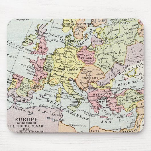 Karte von Europa | der dritte Kreuzzug Mousepad (Vorne)