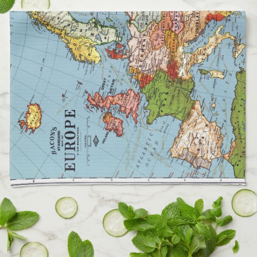 Karte von Europa Geschirrtuch (Gefaltet)