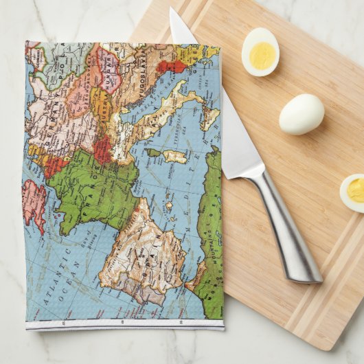 Karte von Europa Geschirrtuch (Viertel Falte)