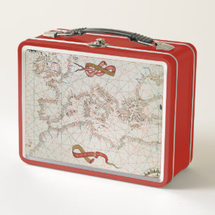 Karte von Europa u. Küsten von Nordafrika Metall Brotdose