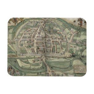 Karte von Exeter, von "Civitates Orbis Terrarum" Magnet