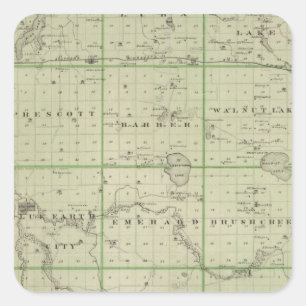 Karte von Faribault County, Minnesota Quadratischer Aufkleber