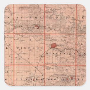 Karte von Fayette County, Staat von Iowa Quadratischer Aufkleber