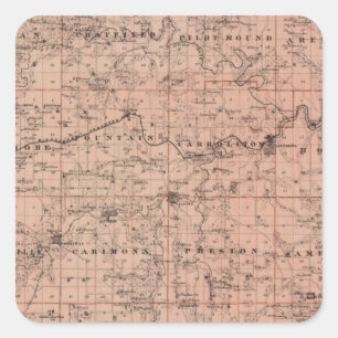Karte von Fillmore County, Minnesota Quadratischer Aufkleber