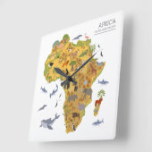 Karte von Flora u. von Fauna Afrikas | Quadratische Wanduhr (Winkel)