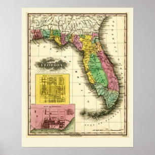 Karte von Florida 1831 Poster
