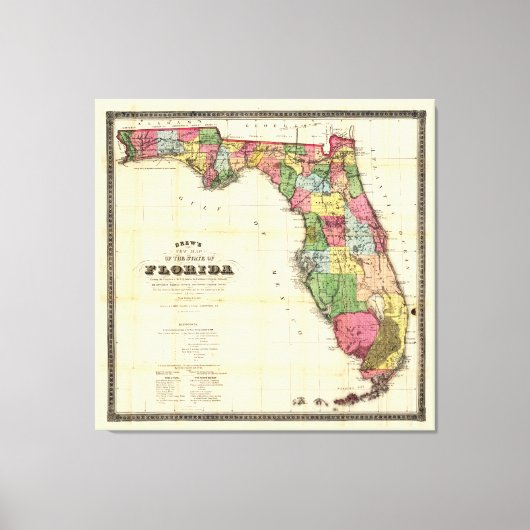 Karte von Florida (1870) Leinwanddruck (Vorderseite)