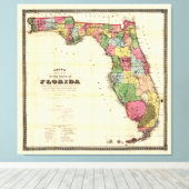 Karte von Florida (1870) Leinwanddruck (Insitu (Holzboden))