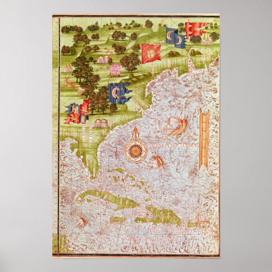 Karte von Florida und den Antillen Poster (Vorne)