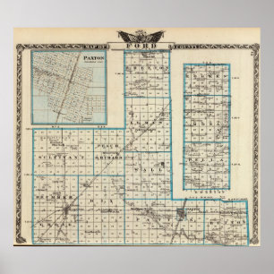 Karte von Ford County und von Paxton Poster