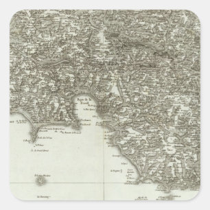 Karte von Frankreich 2 Quadratischer Aufkleber