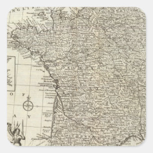 Karte von Frankreich 2 Quadratischer Aufkleber