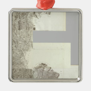 Karte von Frankreich 4 Silbernes Ornament