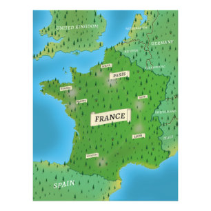 Karte von Frankreich Fotodruck